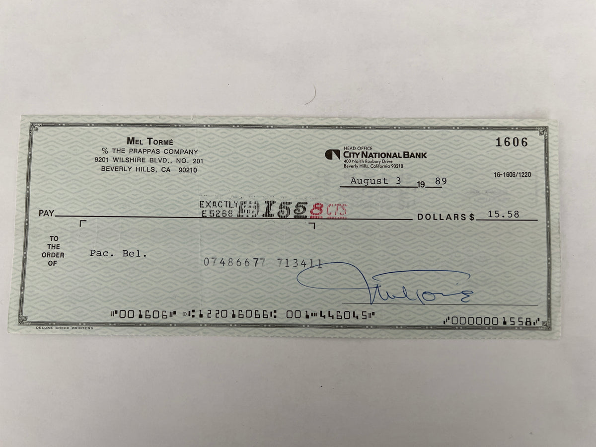 Mel Torme signed check
