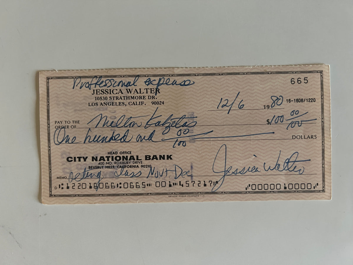 Jessica Walter signed check