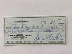 Bonnie Franklin signed check