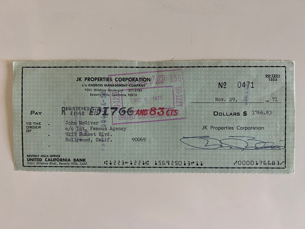 John McGivern signed check