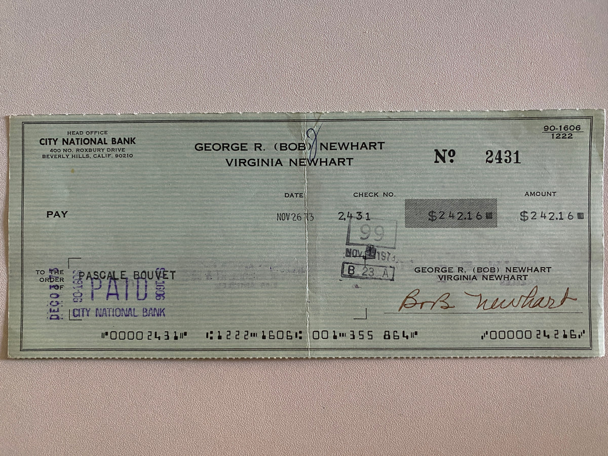 Bob Newhart signed check
