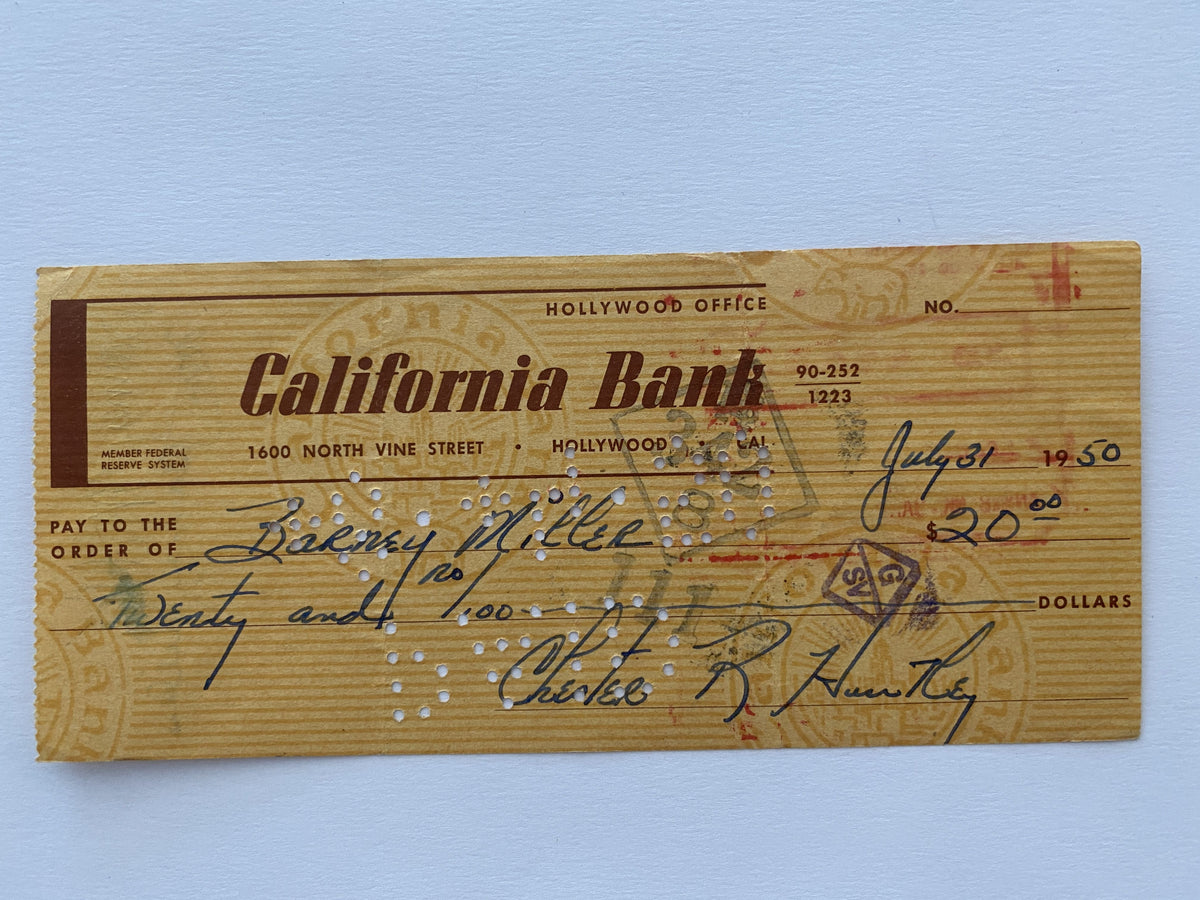 Chester Huntley signed check