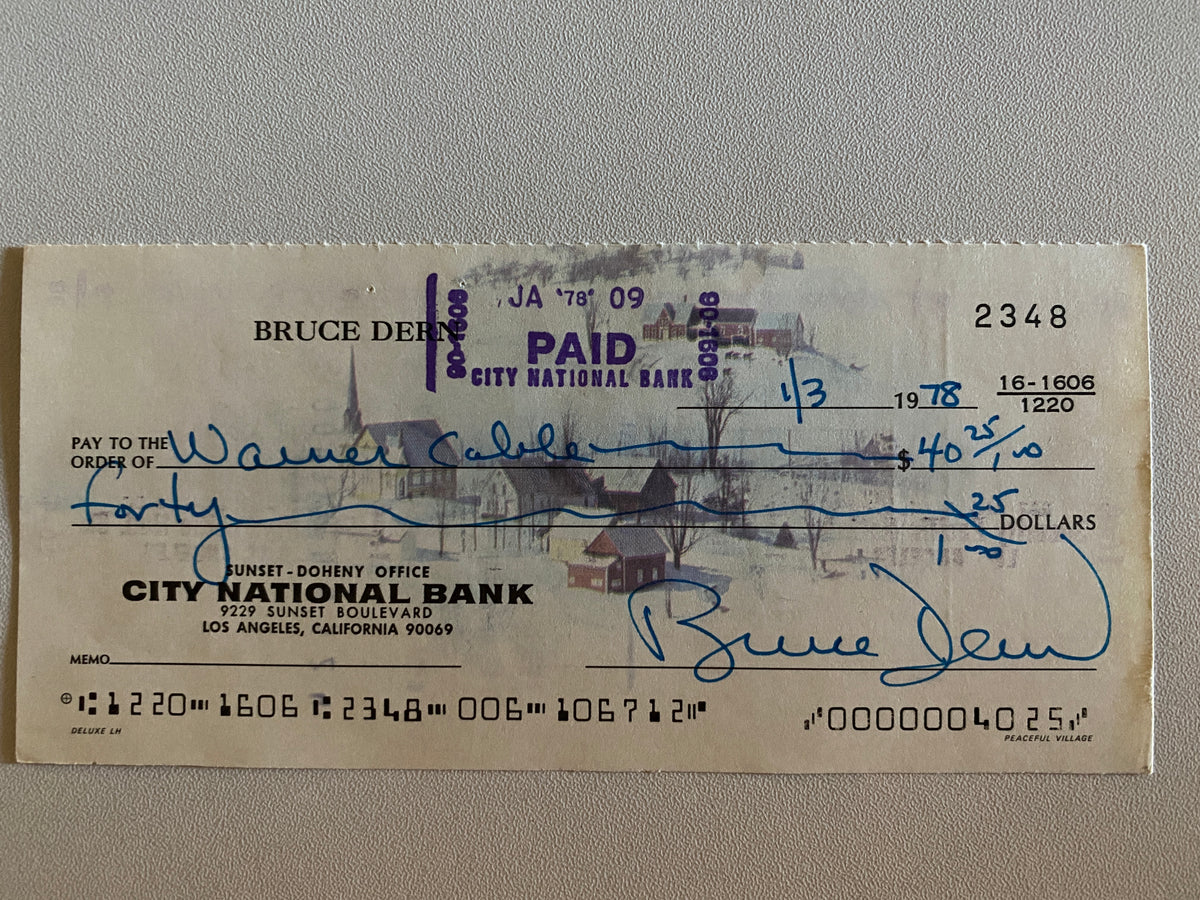 Bruce Dern signed check