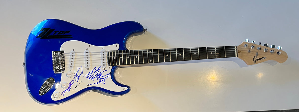ZZ Top band signed strat style guitar