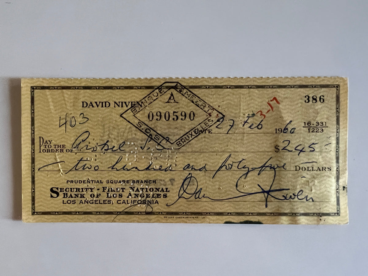 David Niven signed check