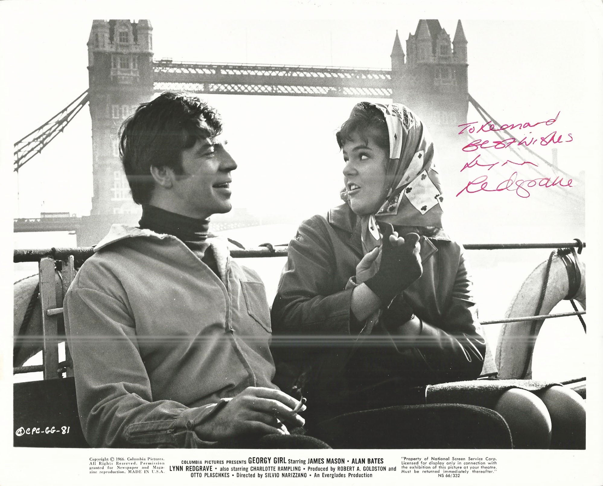 Georgy Girl Lynn Redgrave Signed Movie Photo