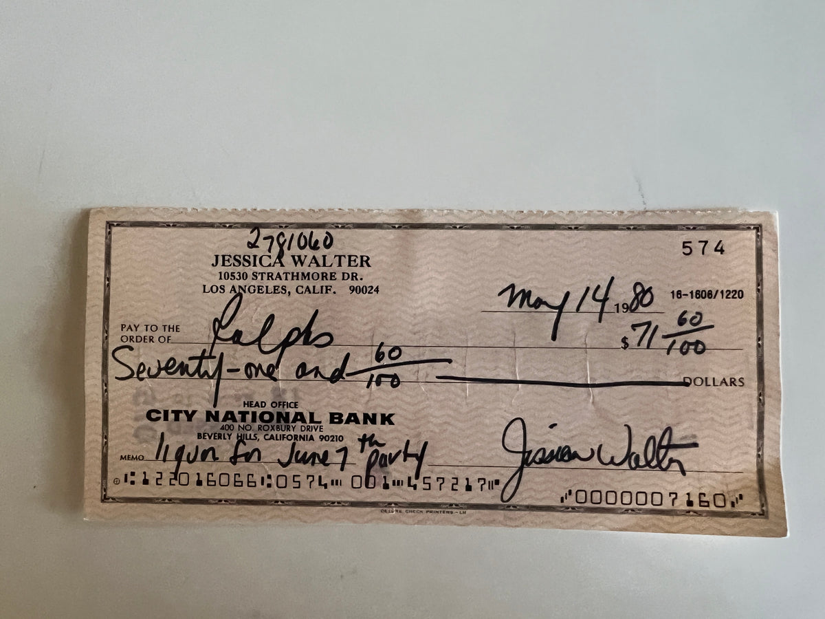 Jessica Walter signed check