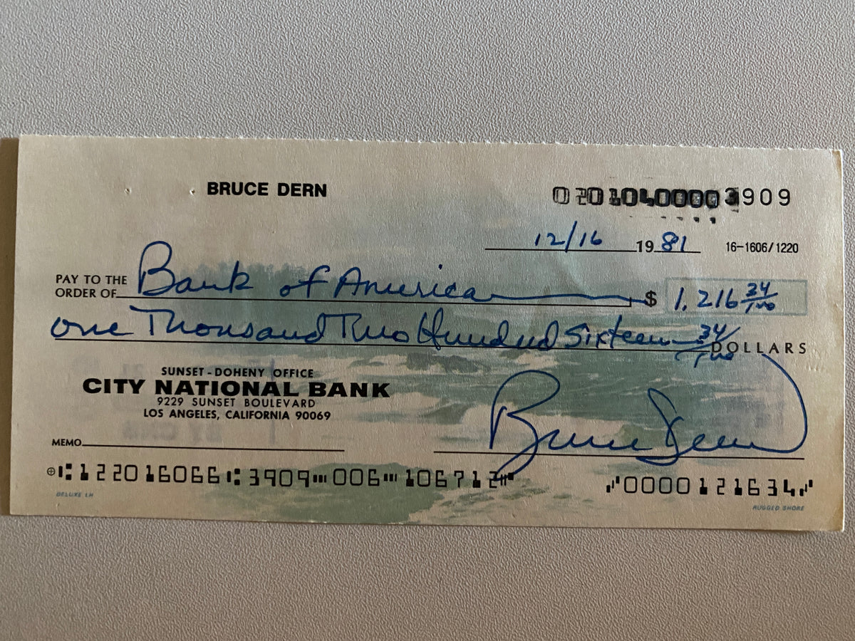 Bruce Dern signed check