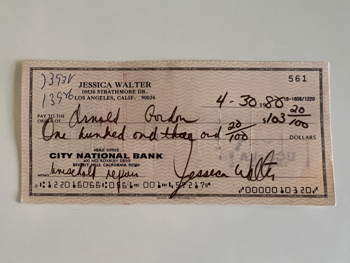 Jessica Walter signed check