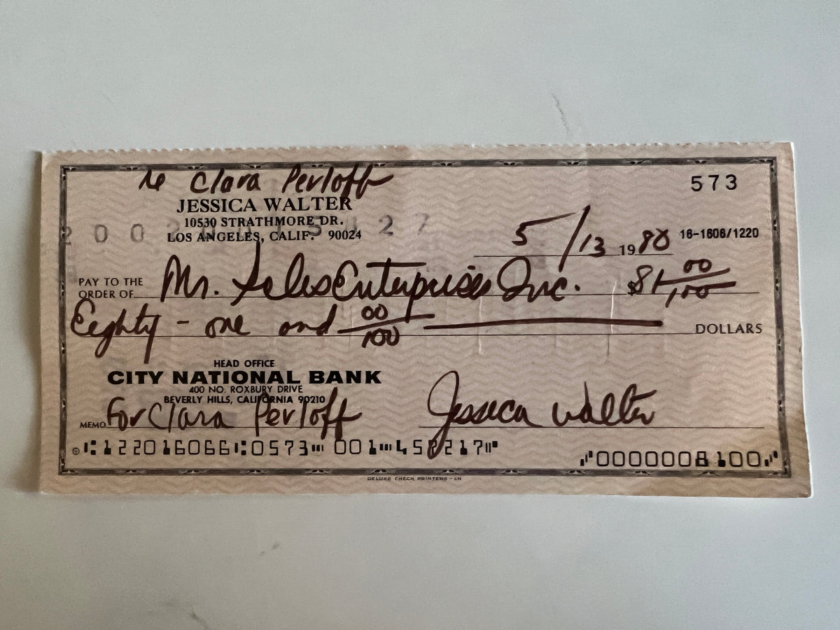 Jessica Walter signed check