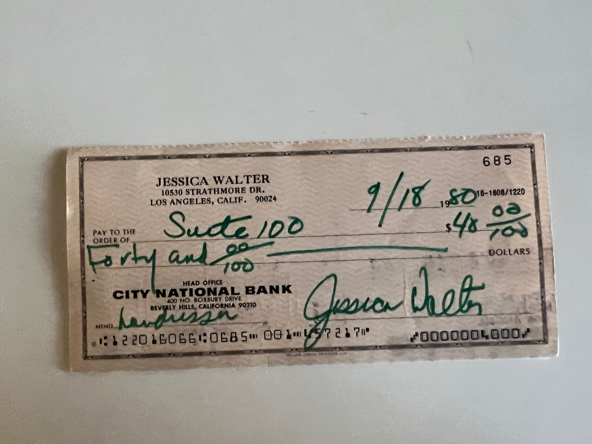 Jessica Walter signed check