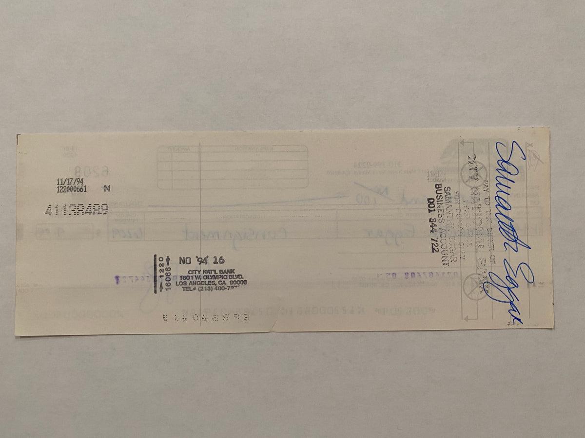 Samantha Eggar Star Wares consignment signed check