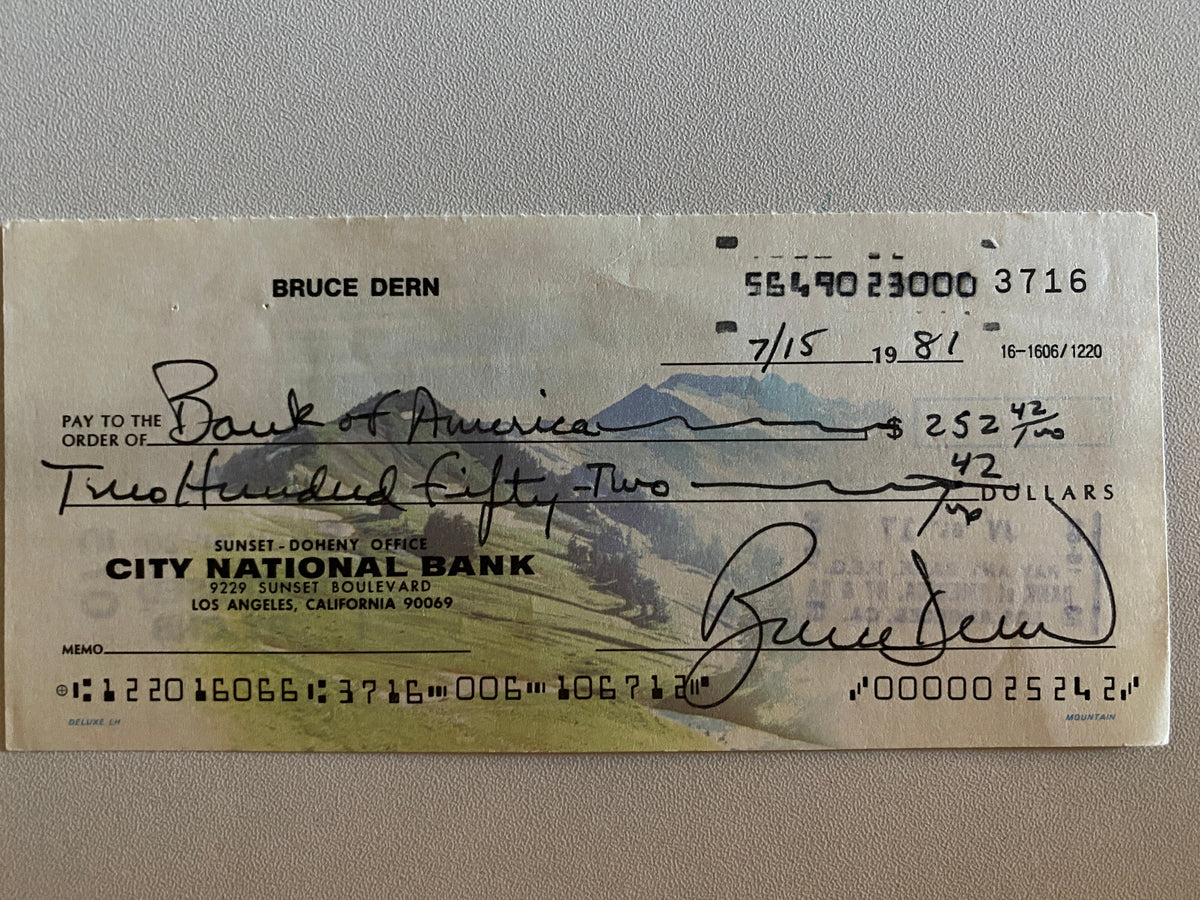Bruce Dern signed check