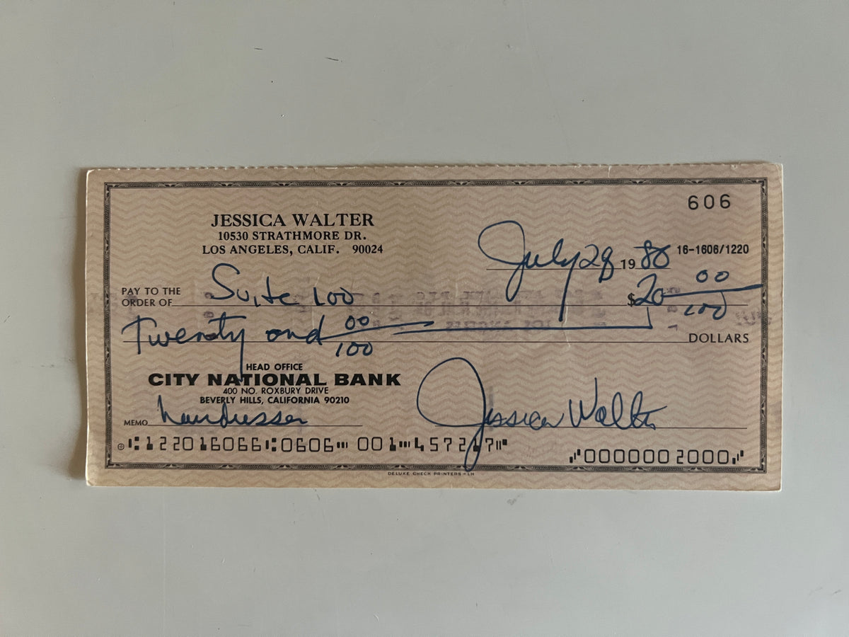Jessica Walter signed check