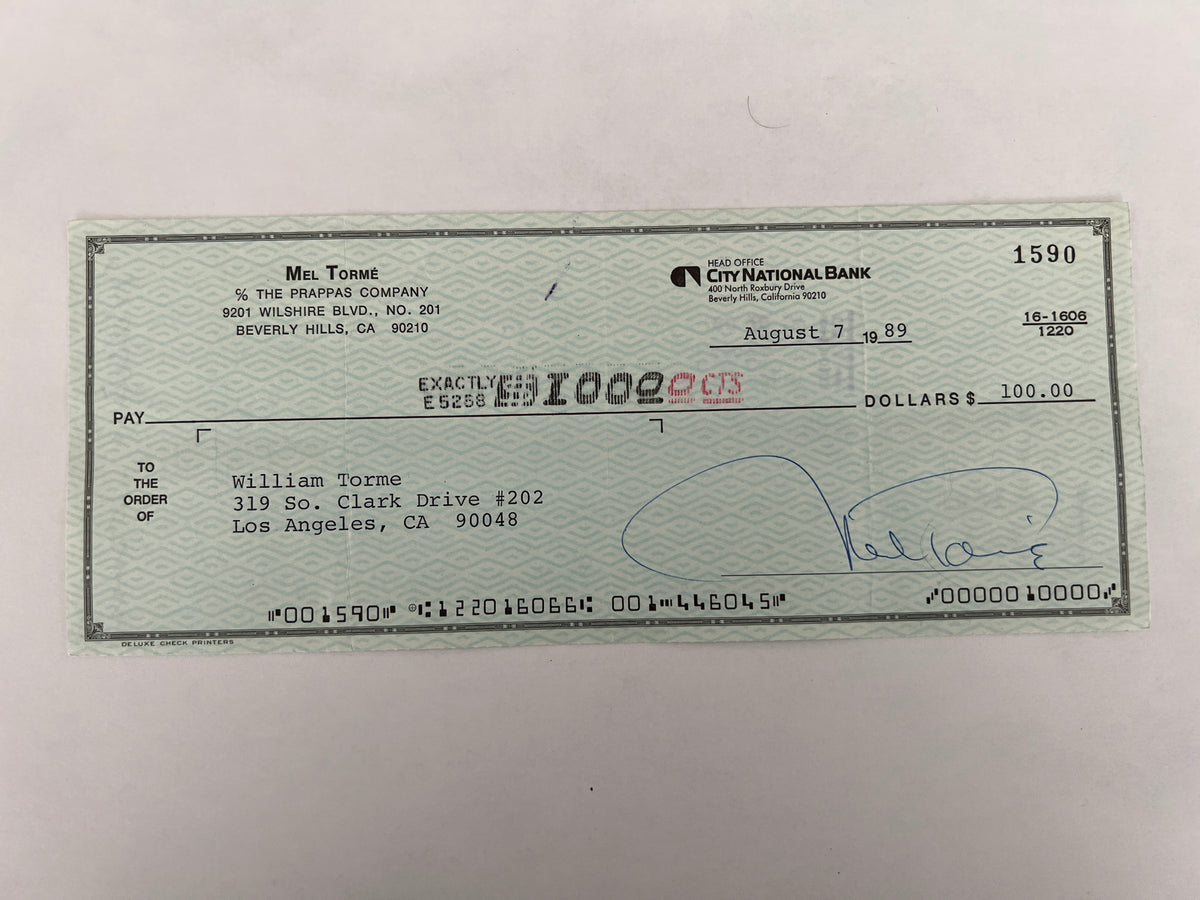 Mel Torme signed check