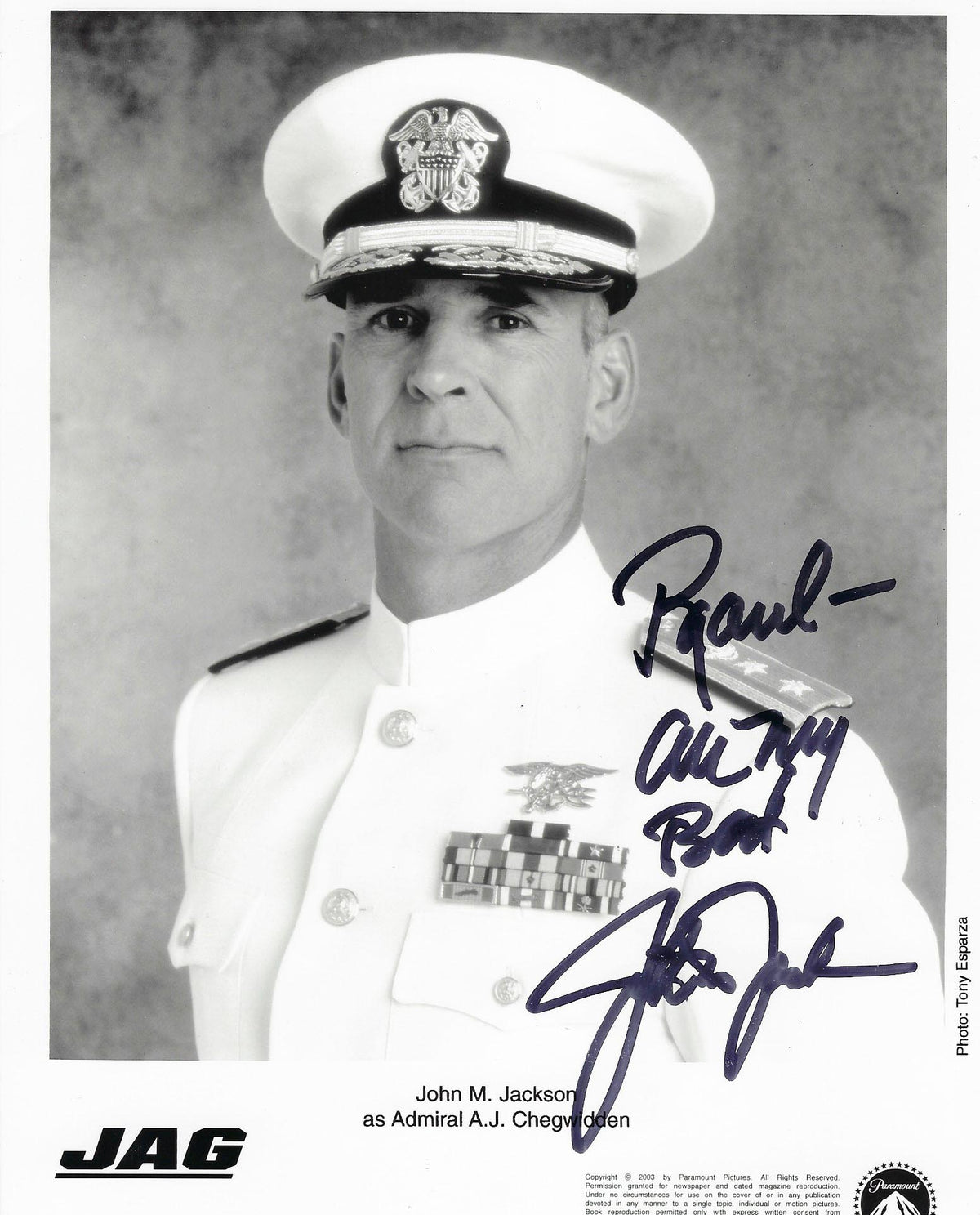 JAG John M. Jackson signed photo