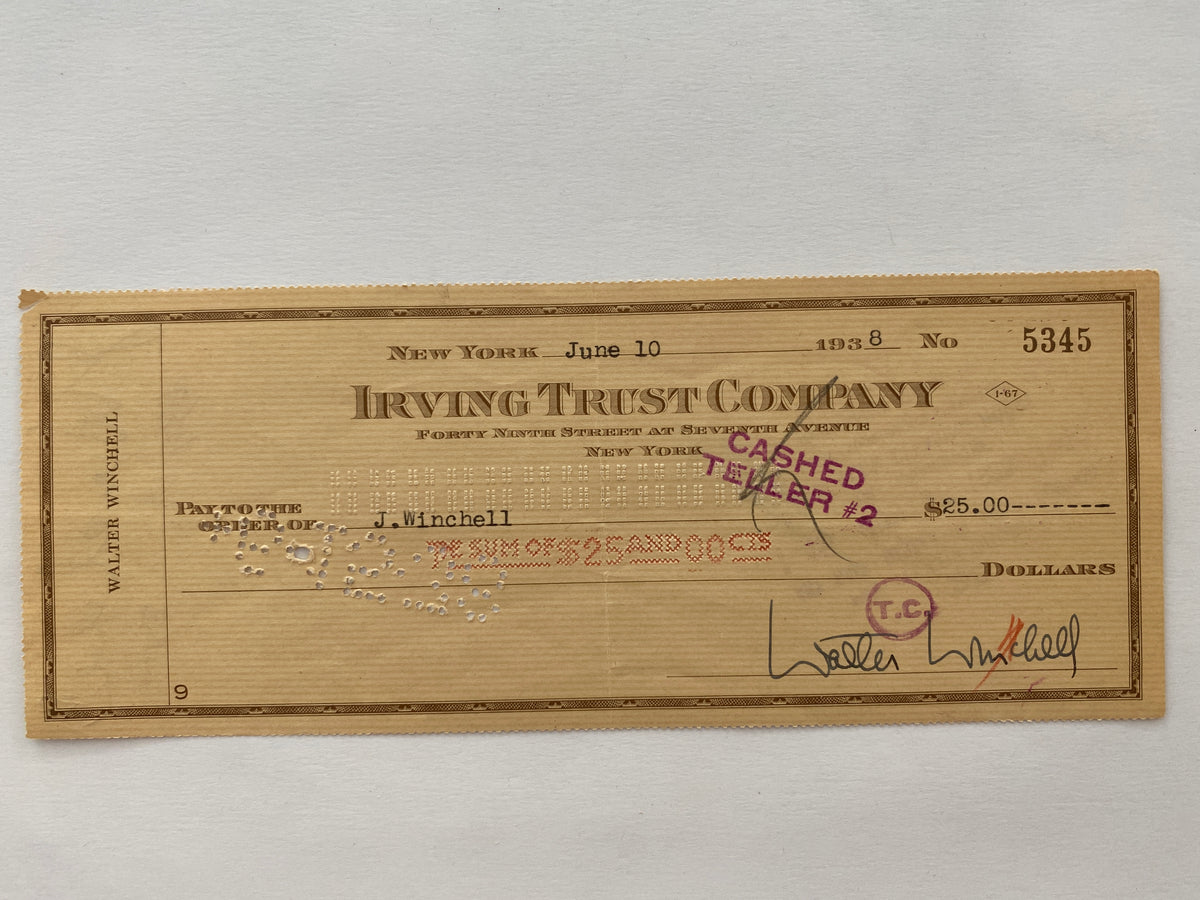 Walter Winchell signed check