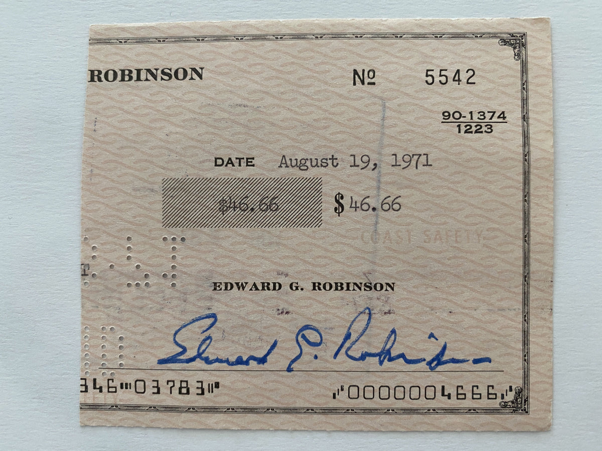 Edward G. Robinson signed check