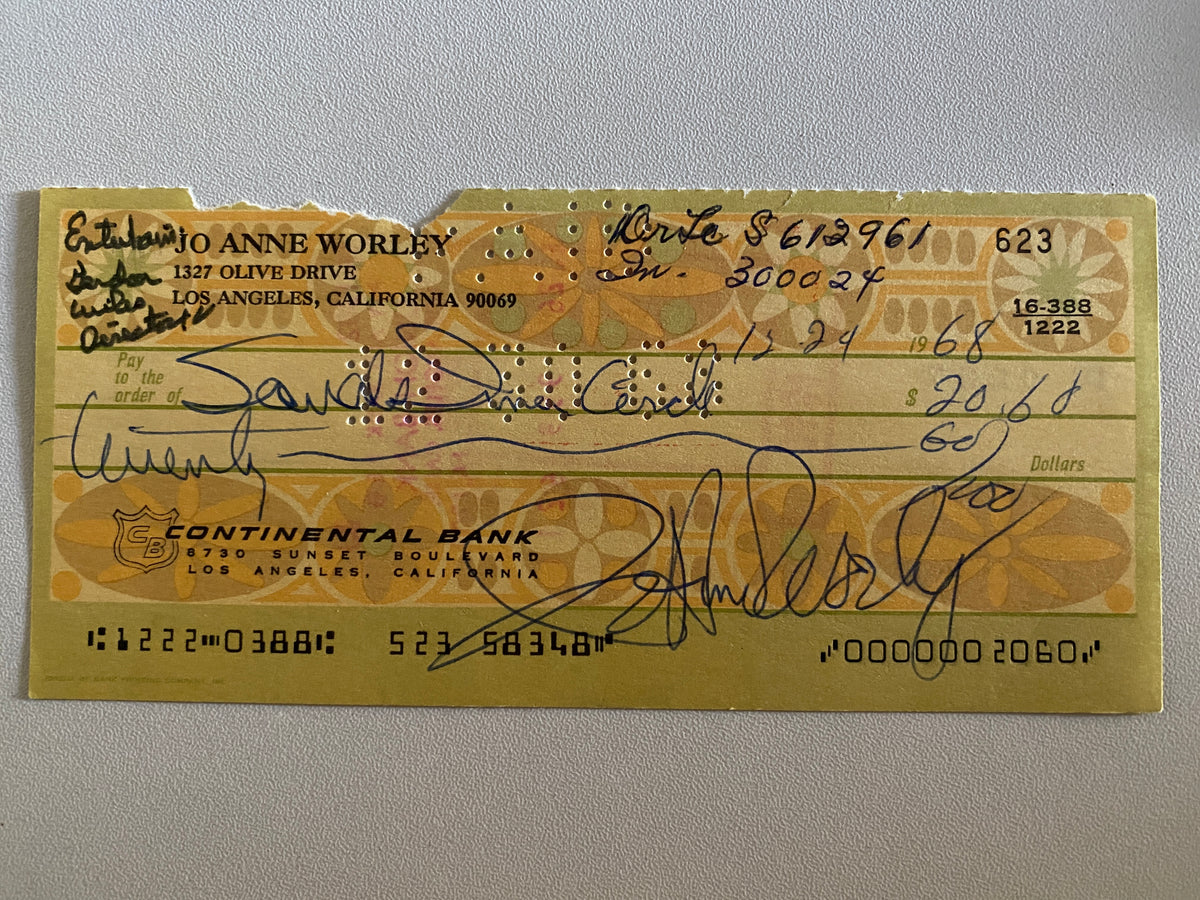 JoAnne  Worley signed check