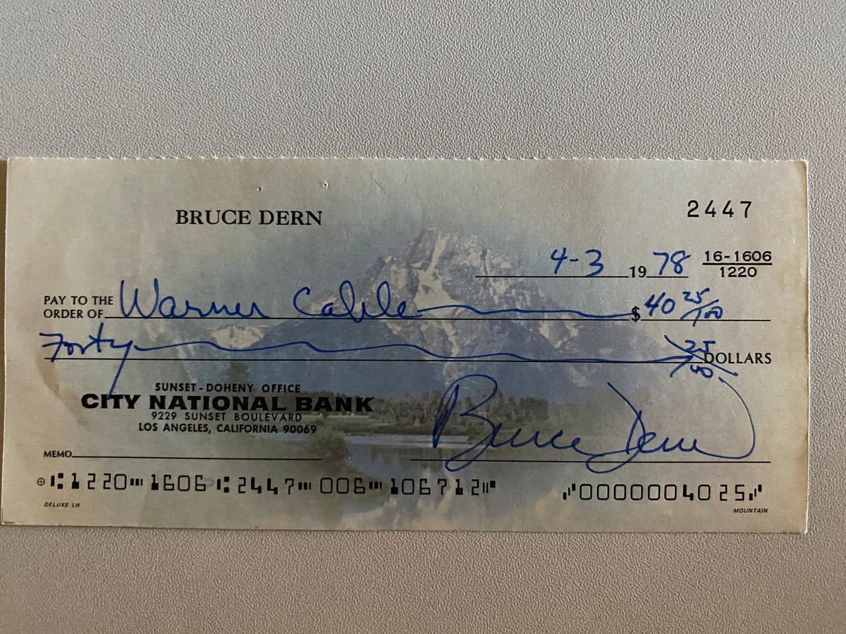 Bruce Dern signed check