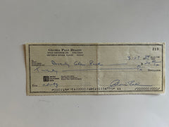 Gloria Pall signed check