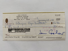 Sam Coslow signed check