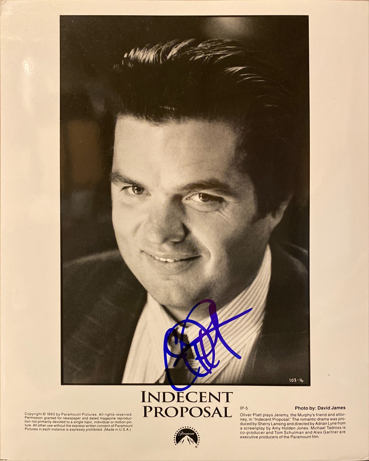 Indecent Proposal signed movie photo