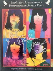 Peta 21st Anniversary & Awards Party Peter Max and Chrissie Hynde signed program