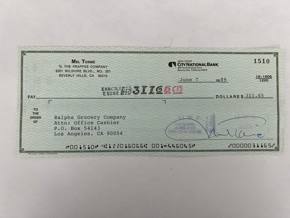 Mel Torme signed check