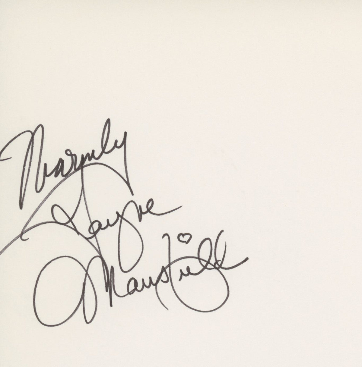 Jayne Mansfield signature cut. GFA Authenticated