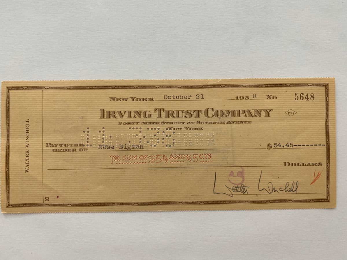 Walter Winchell signed check
