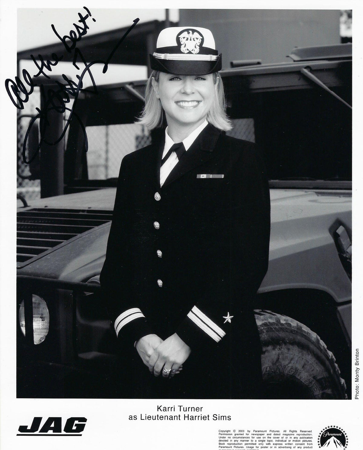 JAG Karri Turner signed photo