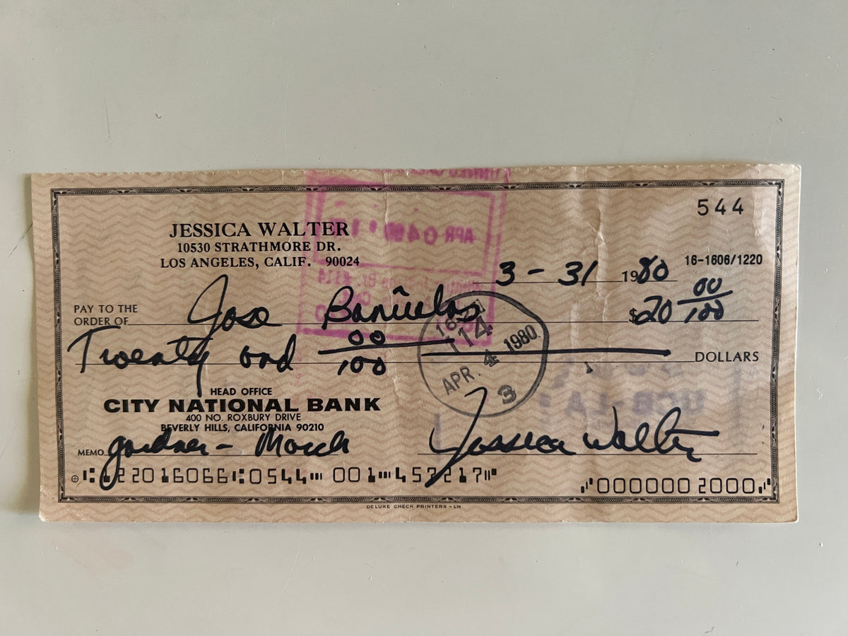 Jessica Walter signed check