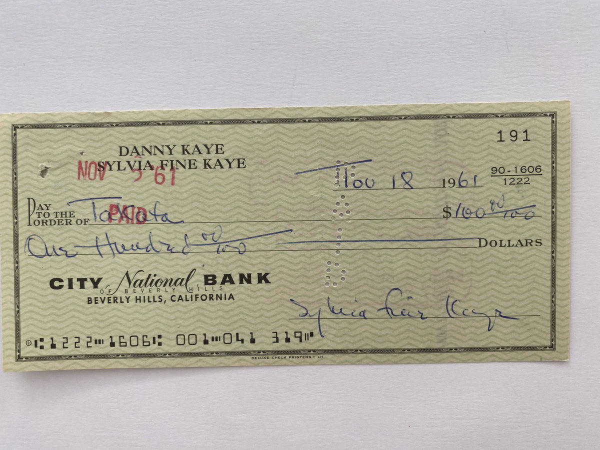 Sylvia Fine Kaye signed check