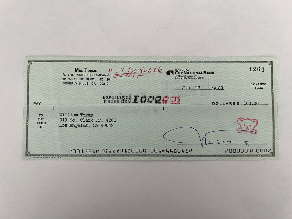 Mel Torme signed check