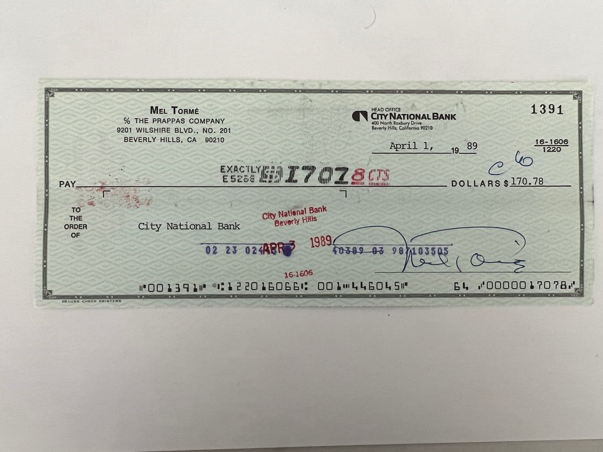 Mel Torme signed check