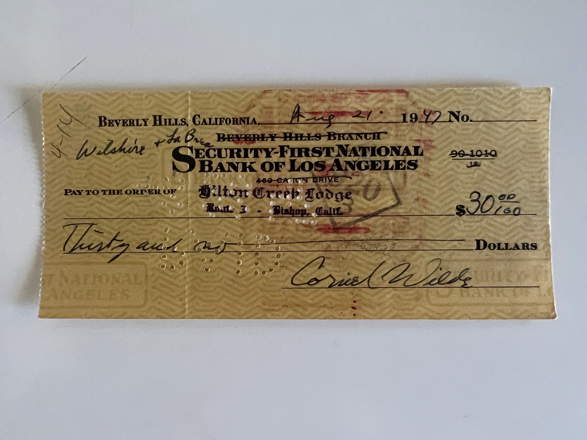Cornel Wilde signed check