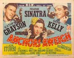 Frank Sinatra, Kathryn Grayson, and Gene Kelly "Anchors Aweigh" original lobby card