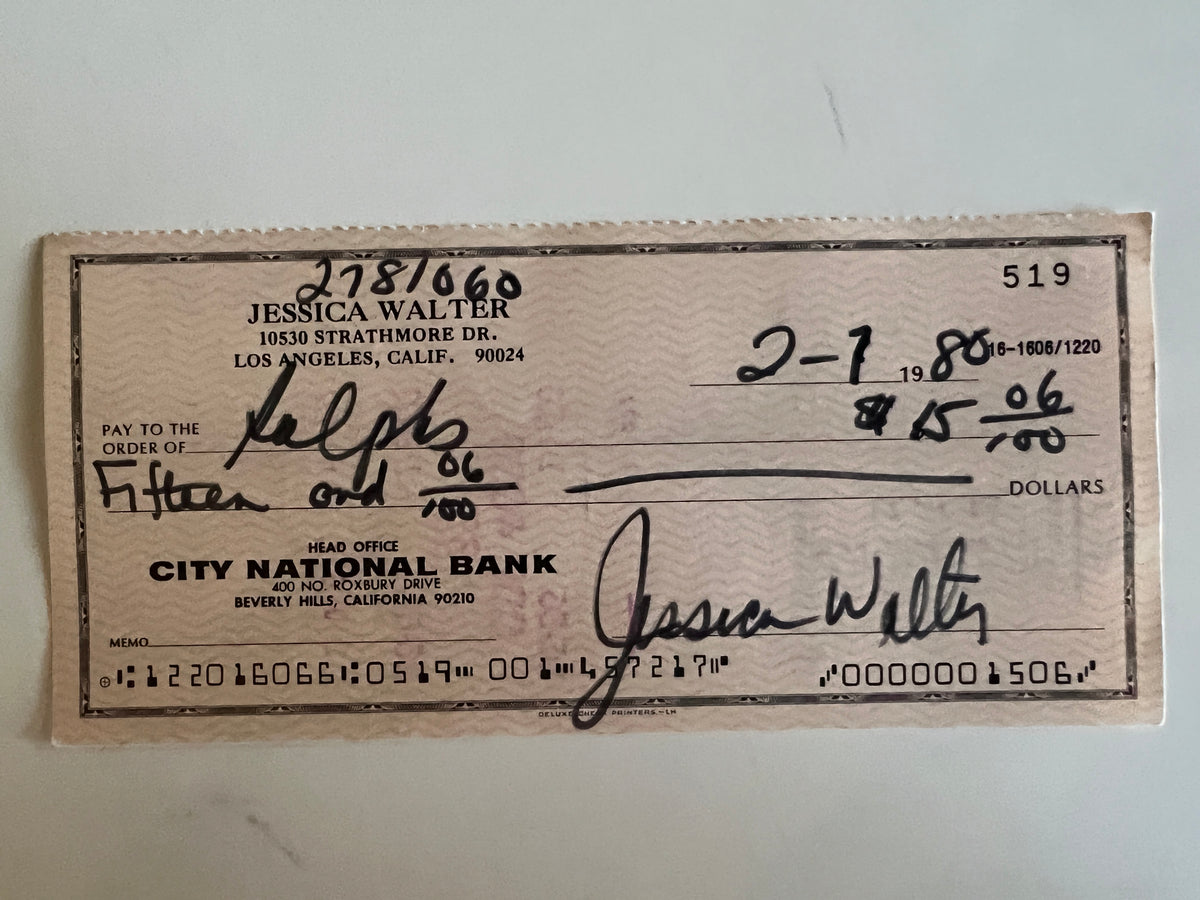 Jessica Walter signed check