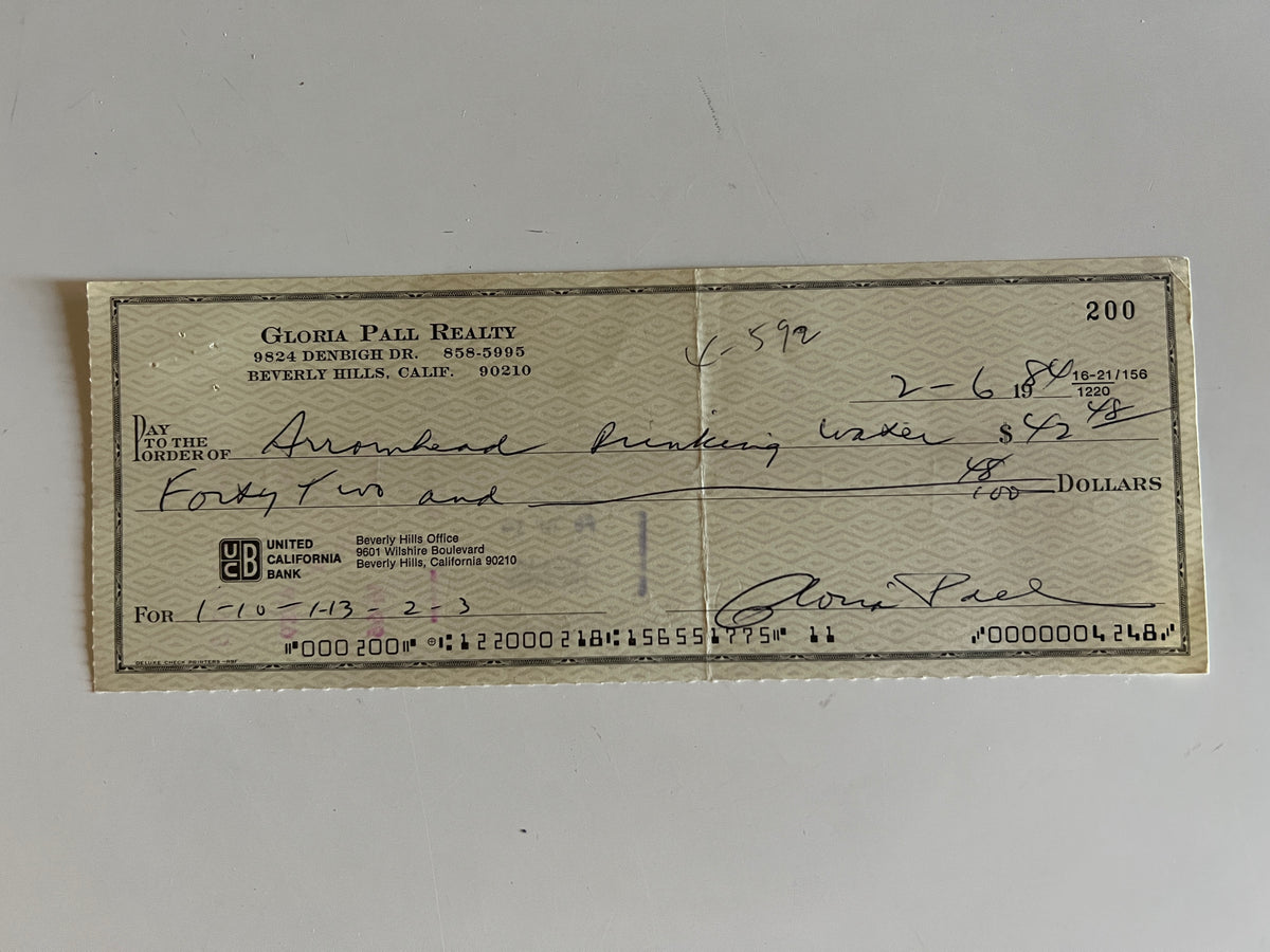Gloria Pall signed check