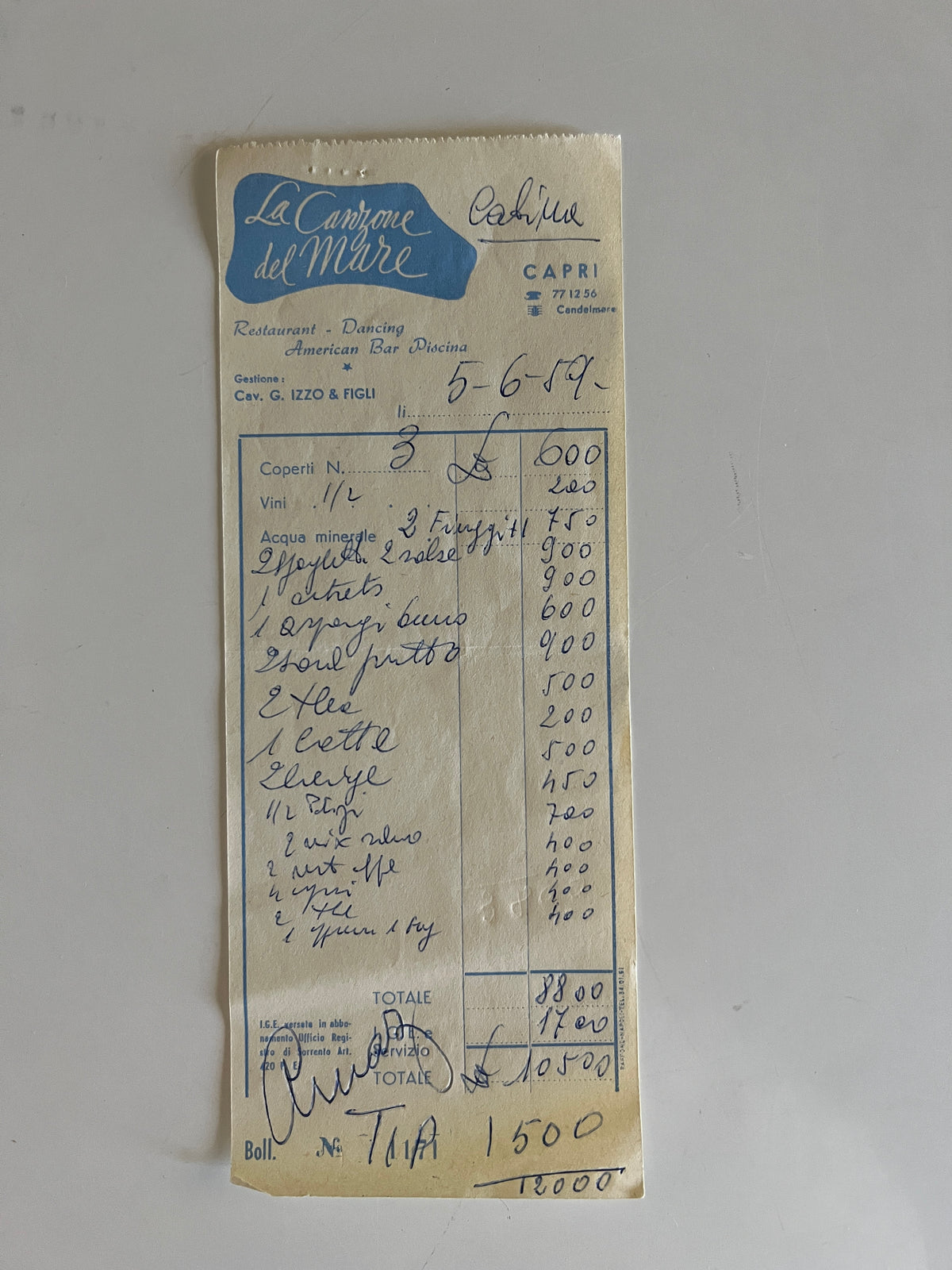 Desi Arnaz signed receipt