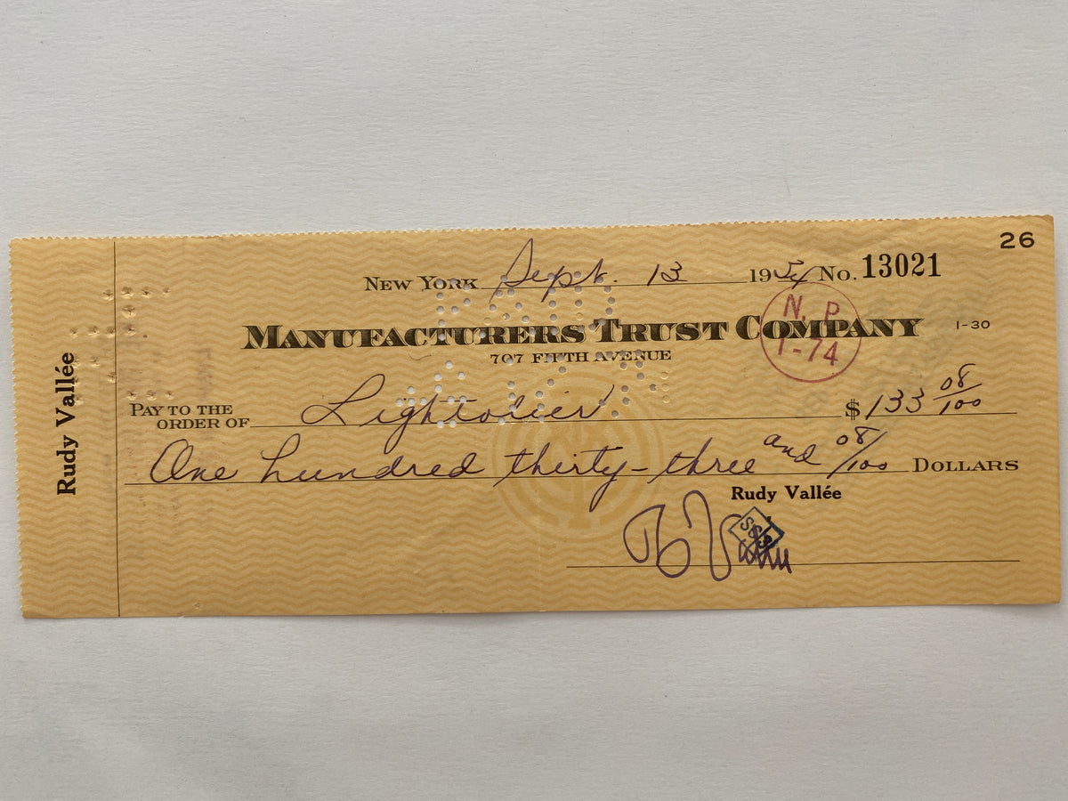 Rudy Vallee signed check