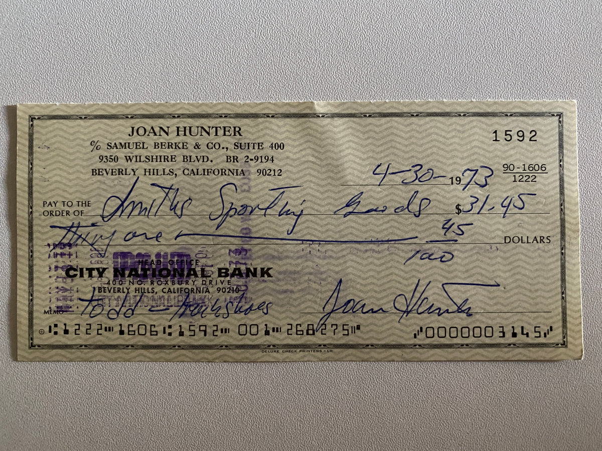 Joan Hunter signed check