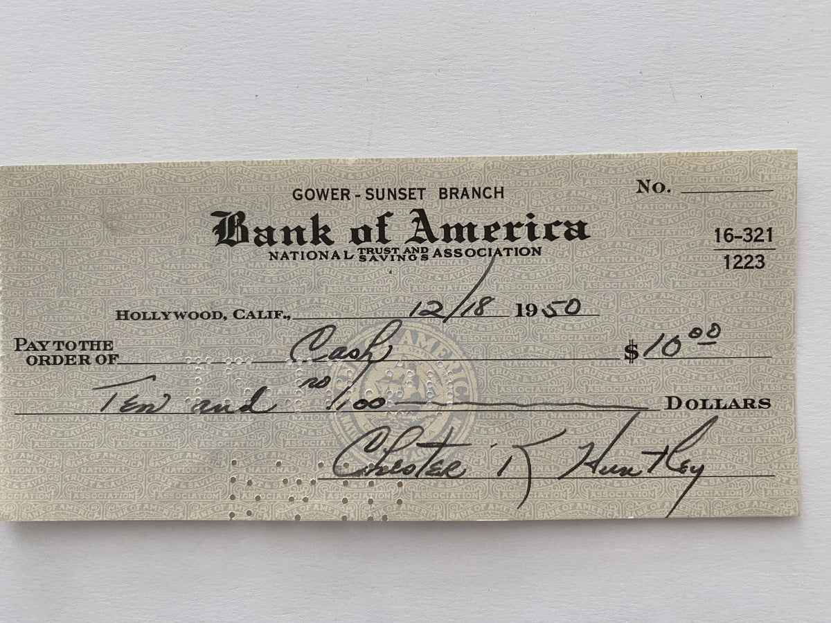 Chester Huntley signed check
