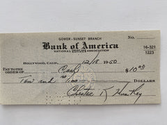 Chester Huntley signed check