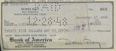 Pillow Talk Doris Day signed check