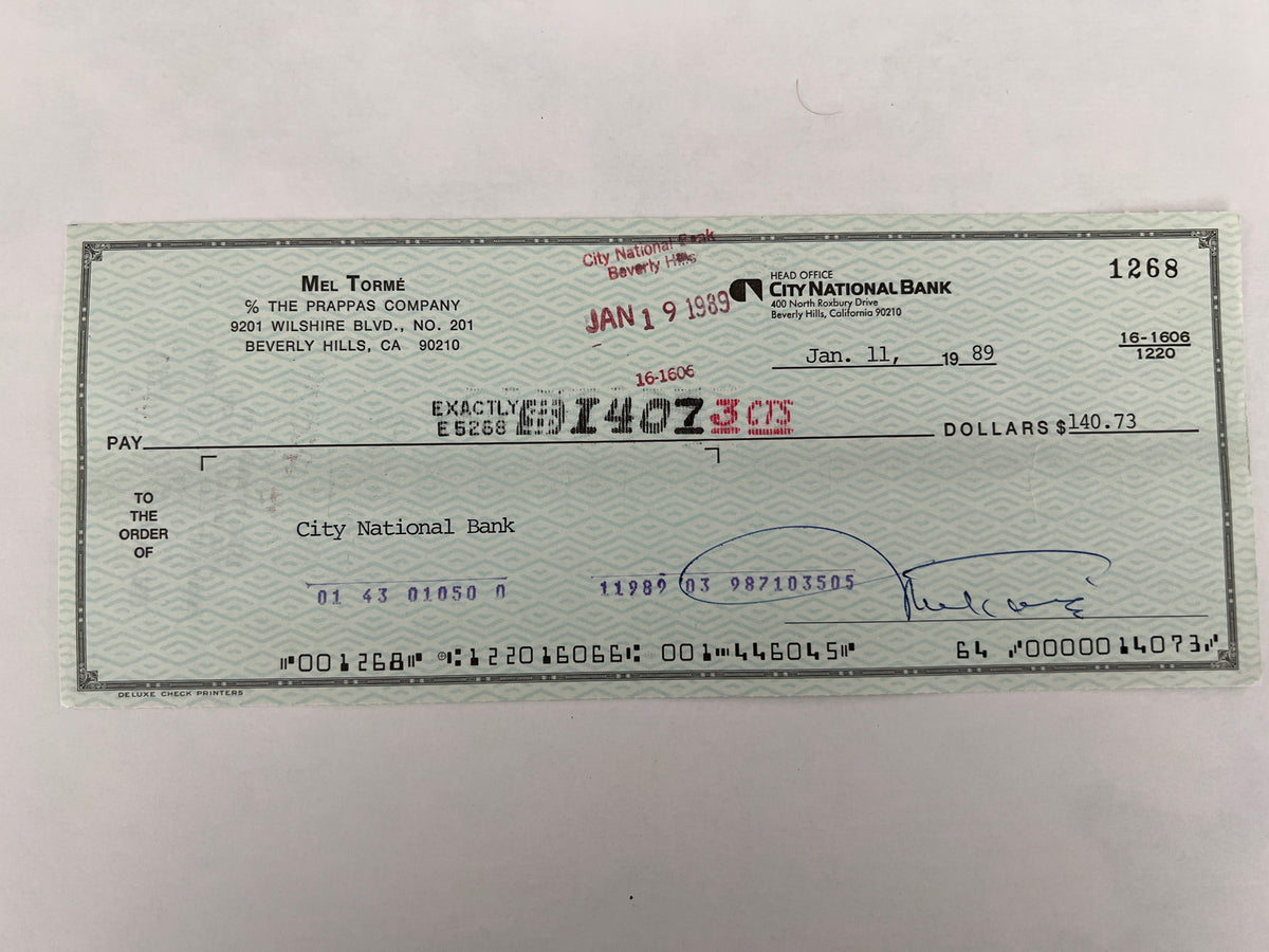 Mel Torme signed check