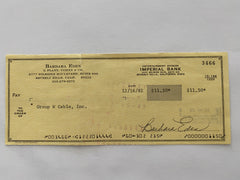 Barbara Eden signed check