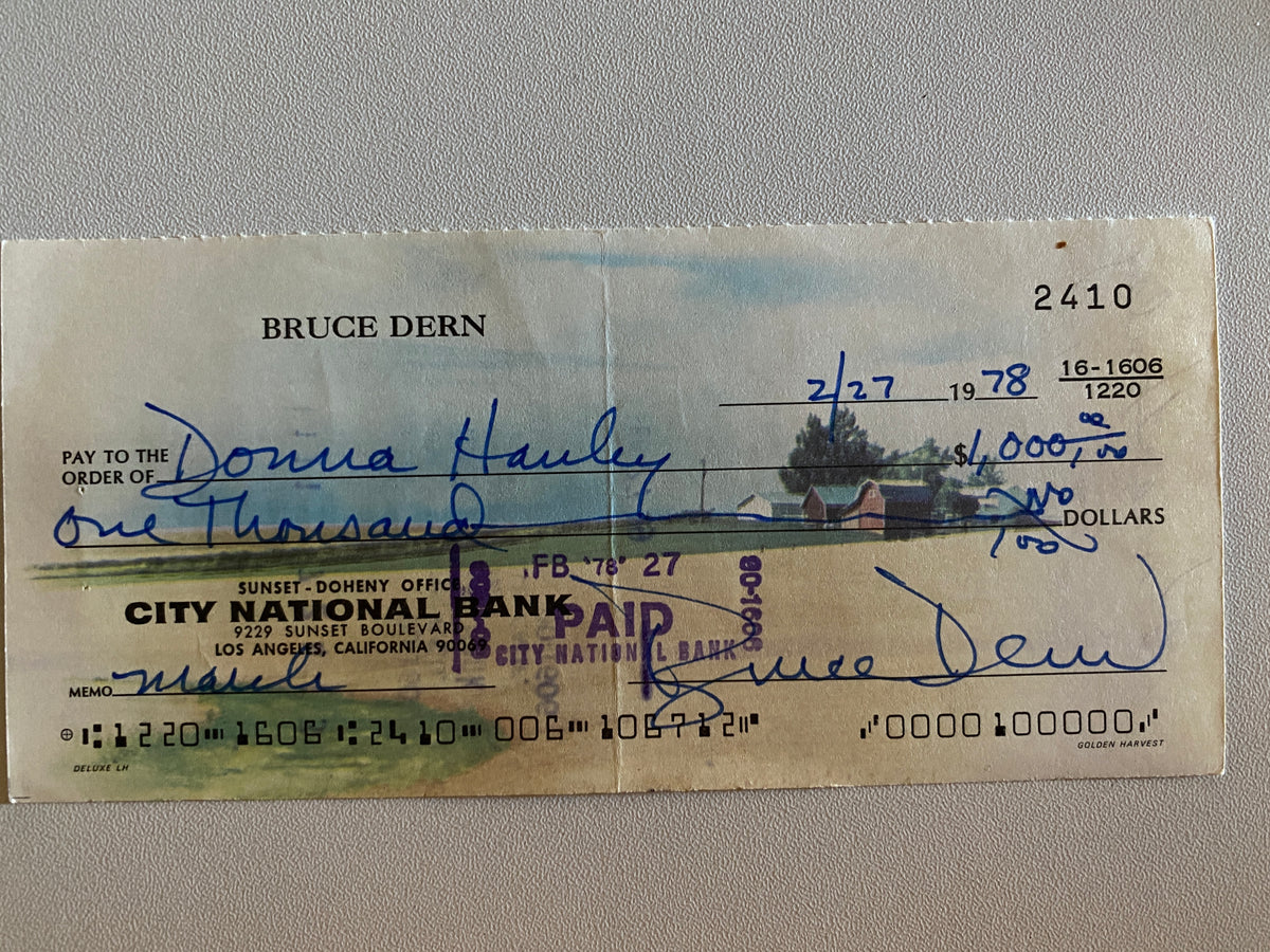 Bruce Dern signed check