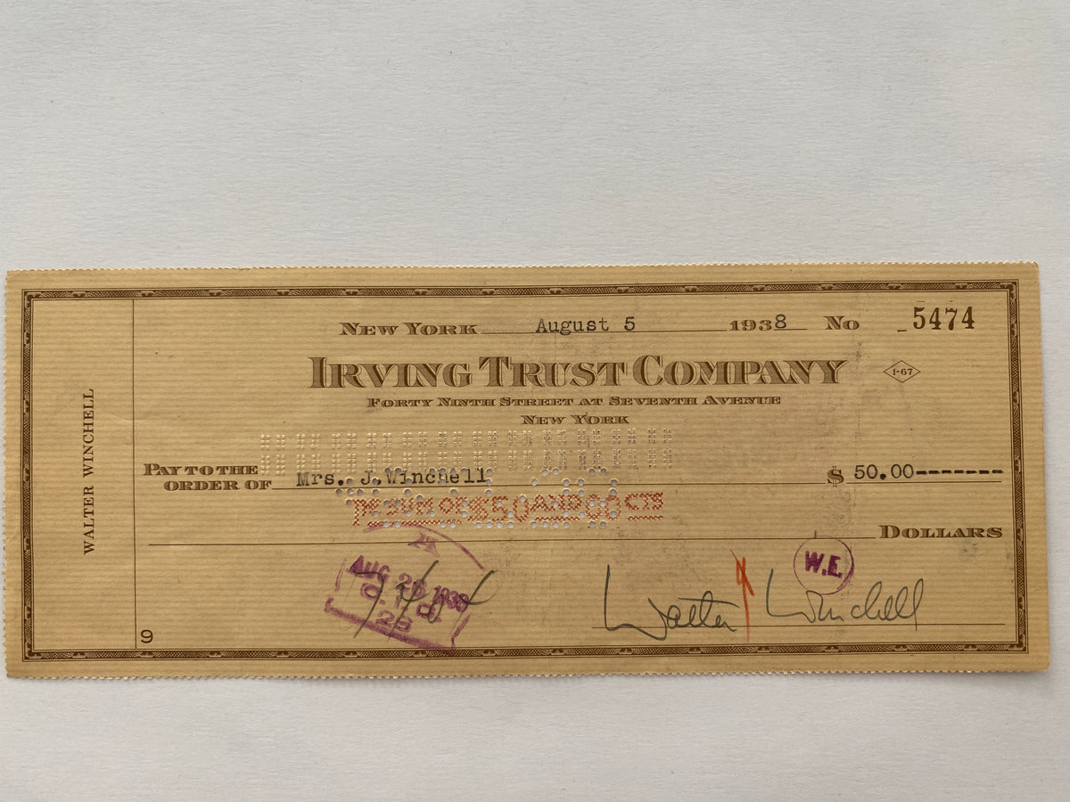 Walter Winchell signed check